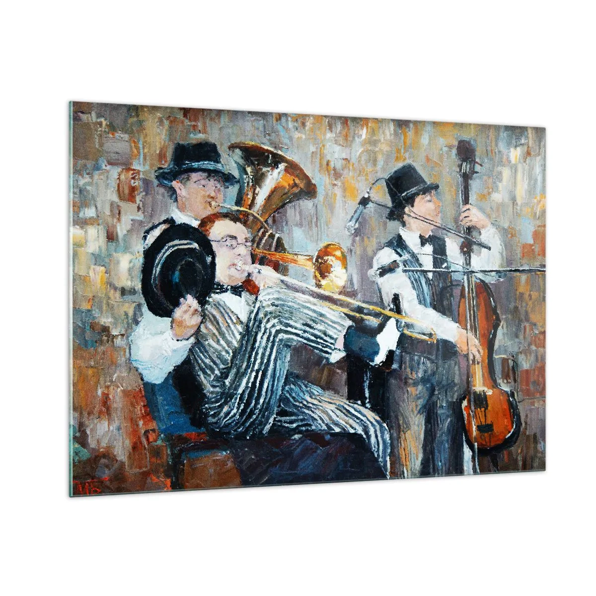 Schilderen op glas - Al die jazz - 100x70 cm