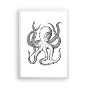 Poster in een witte lijst - Dansend met de golven - 50x70 cm