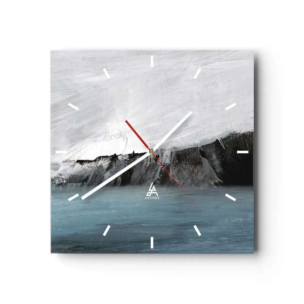 Wandklok - Klok - Water – aarde: botsing der elementen - 40x40 cm