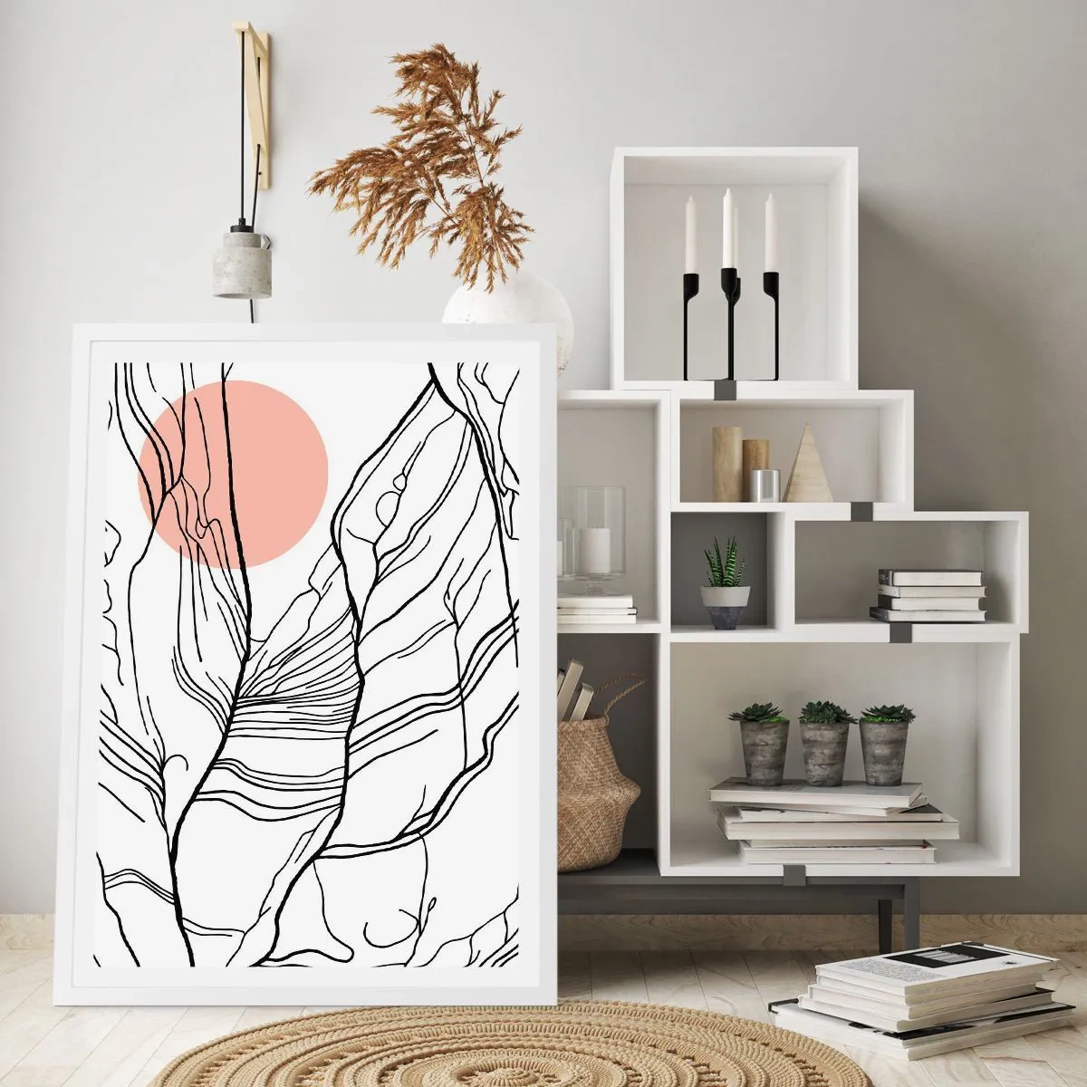 Poster in een witte lijst - In een web van twijgen - 40x50 cm