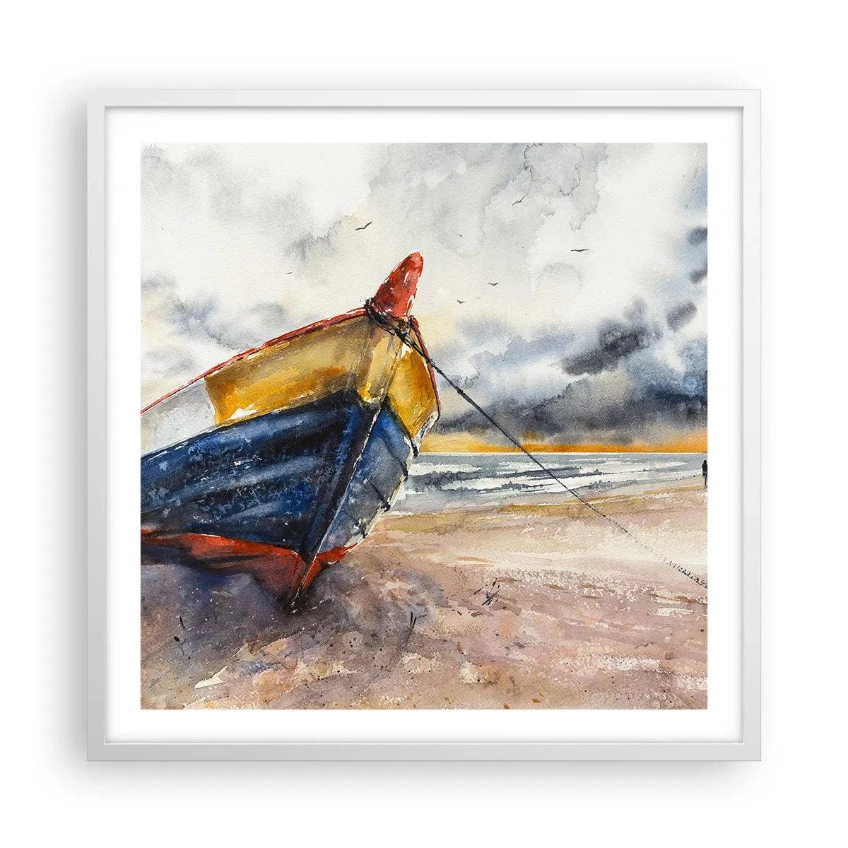 Poster in een witte lijst - Rust aan de kust - 60x60 cm