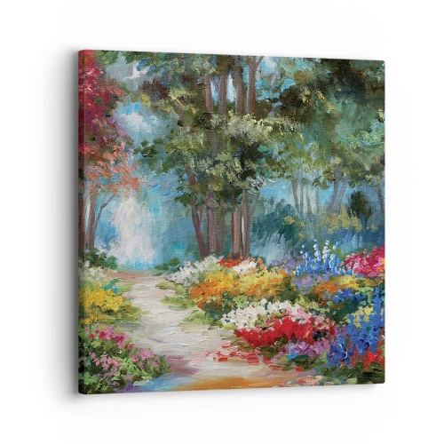 Schilderen op canvas - Bostuin, bloemenbos - 30x30 cm