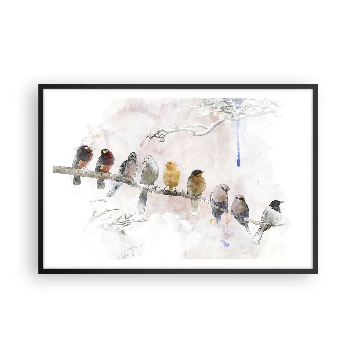 Poster in een zwarte lijst - Gevleugelde ontmoeting - 91x61 cm