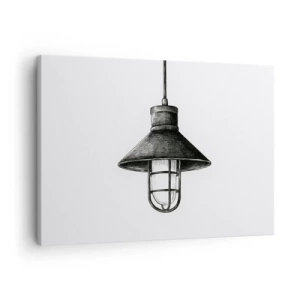 Schilderen op canvas - Tekening van een retro hanglamp op een witte achtergrond - 70x50cm - Zoals jaren geleden… - Moderne wanddecoratie voor woonkamer en slaapkamer ARTTOR