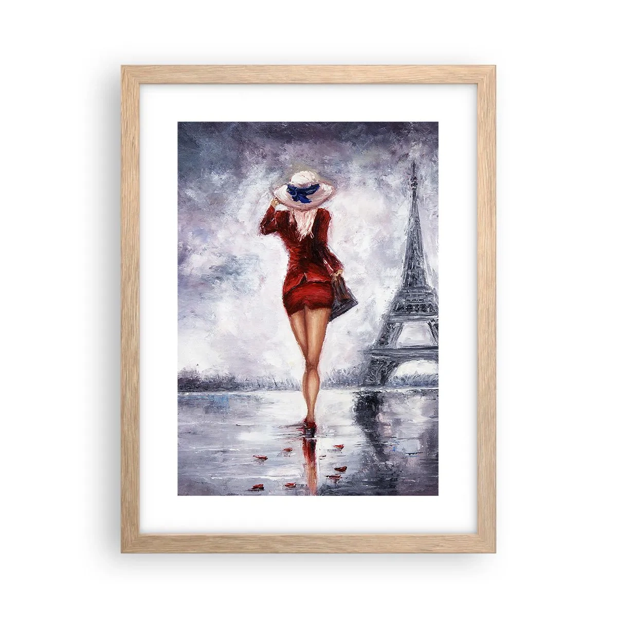 Een poster in een licht eiken lijst - Parijs symbolen - 30x40 cm