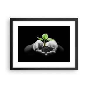 Poster in een zwarte lijst - Ik hou van de natuur, ik bescherm haar - 40x30 cm
