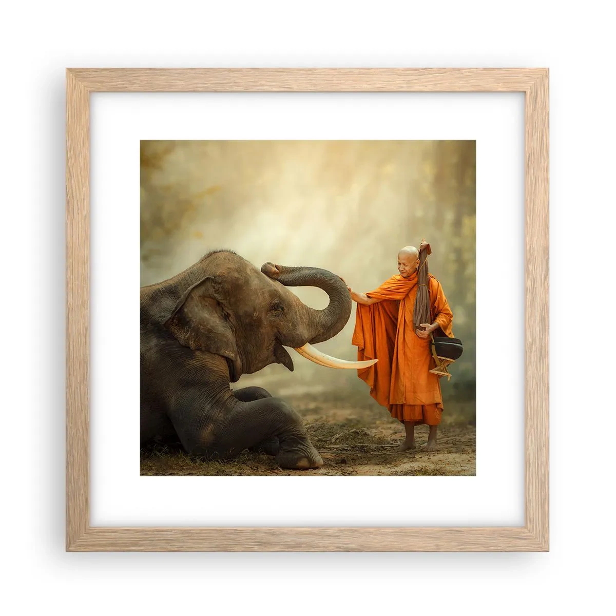 Een poster in een licht eiken lijst - Ontmoeting tijdens een reis - 30x30 cm