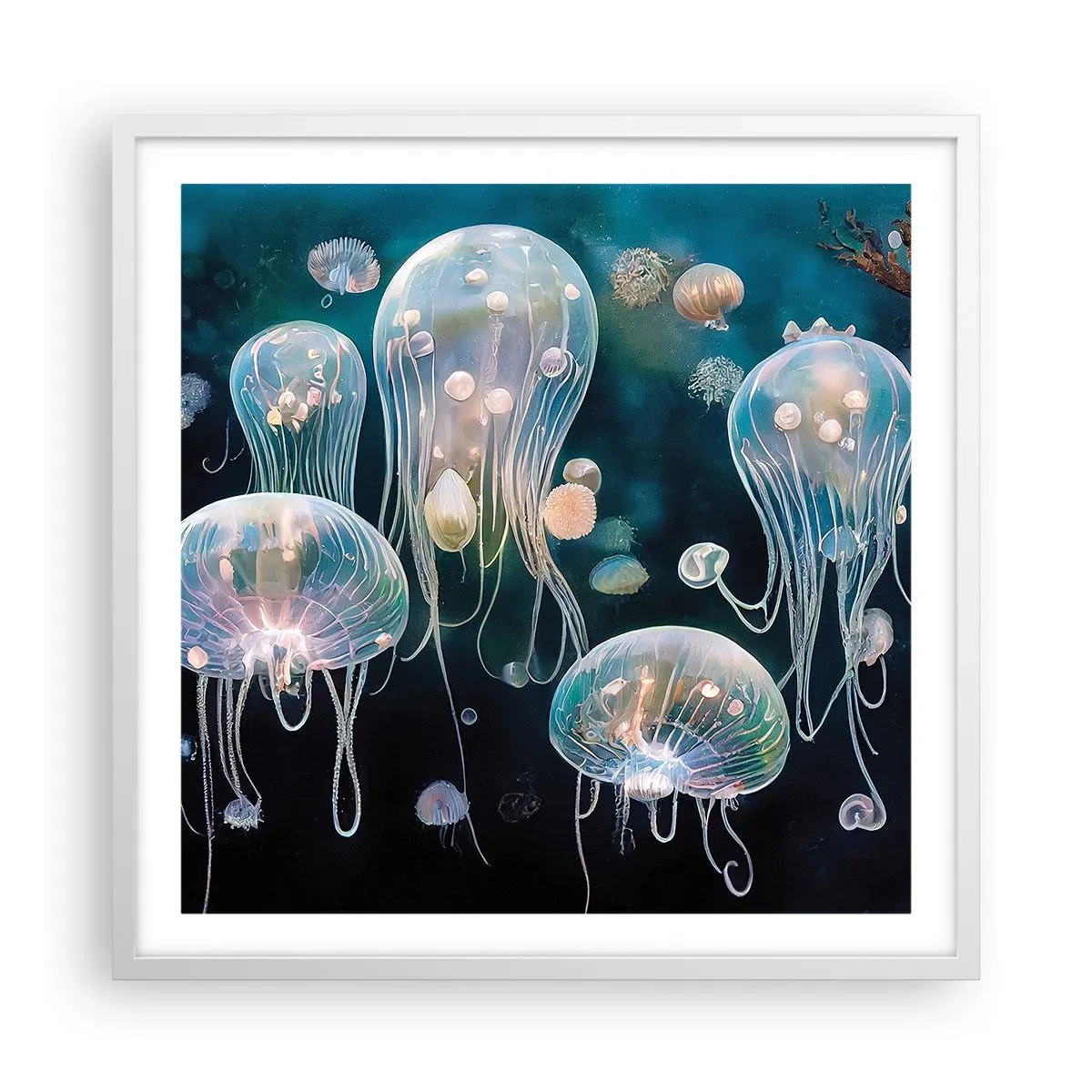 Poster in een witte lijst - Ondferwaterbal - 60x60 cm