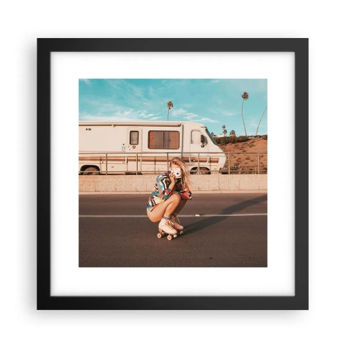 Poster in een zwarte lijst - Lach alsjeblieft! - 30x30 cm