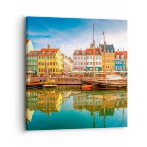 Schilderen op canvas - Over het water zo glad als een spiegel - 30x30 cm