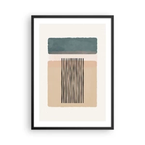Poster in een zwarte lijst - Abstracte geometrische figuren in subtiele kleuren - 50x70cm - Alles is oke - Moderne wanddecoratie voor woonkamer en slaapkamer ARTTOR