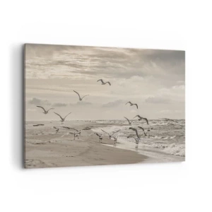 Schilderen op canvas - Het geluid van de zee, het zingen van vogels - 120x80 cm