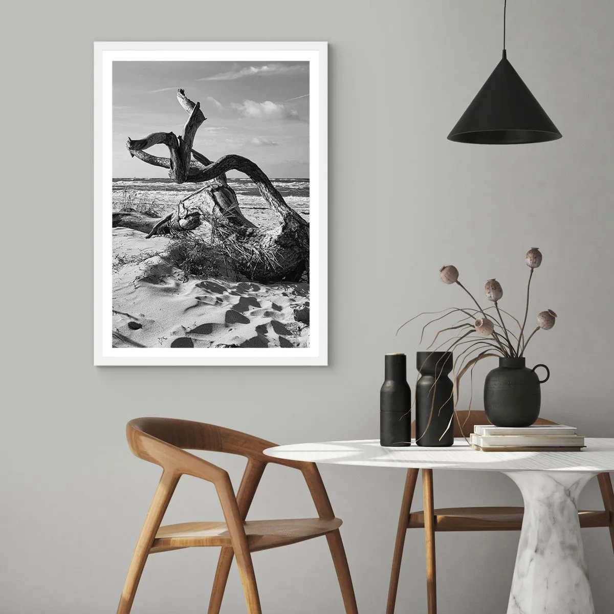 Poster in een witte lijst - Zee sculptuur - 30x40 cm