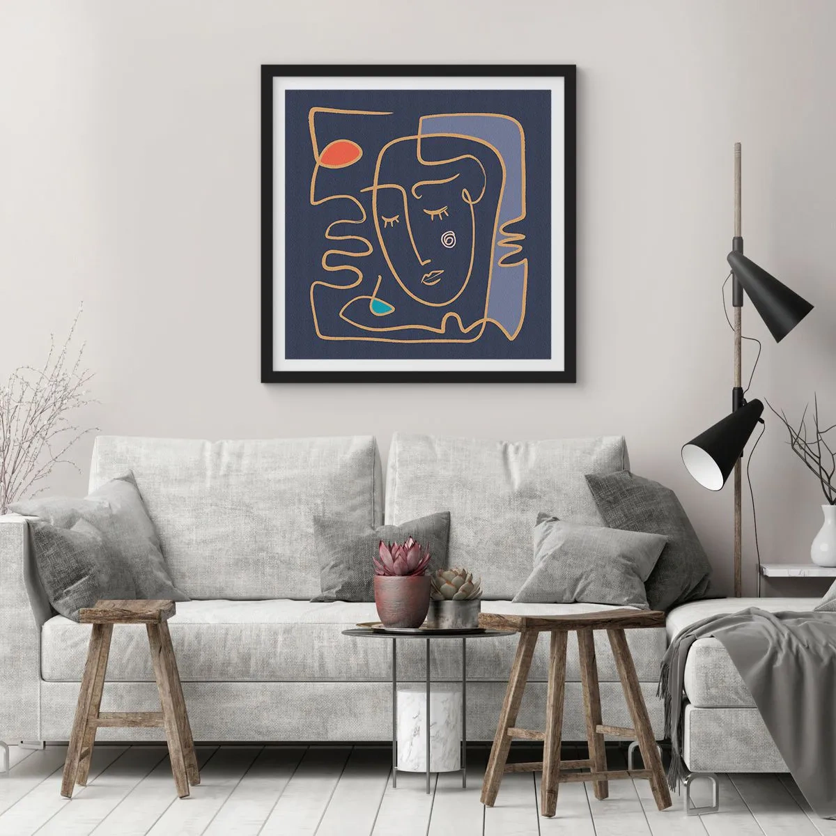 Poster in een zwarte lijst - In nadenken - 40x40 cm