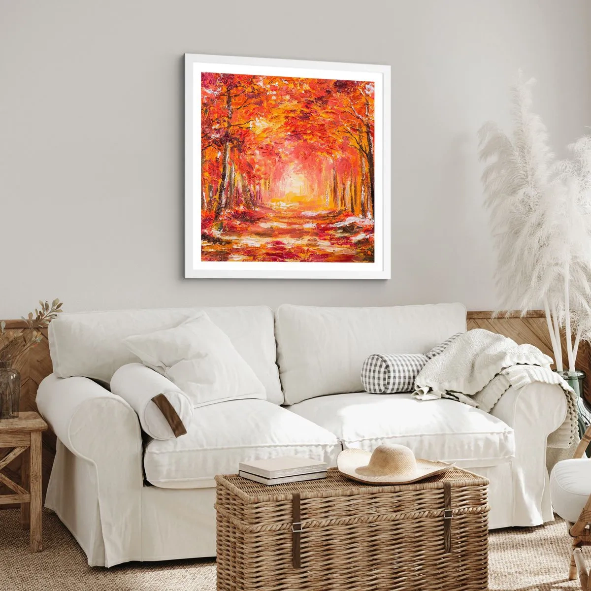 Poster in een witte lijst - Koperen bos - 50x50 cm