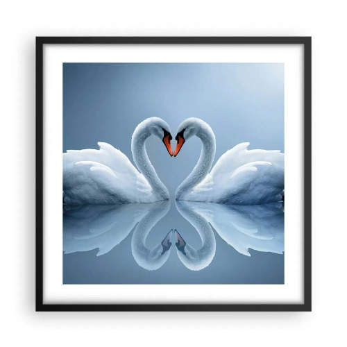 Poster in een zwarte lijst - Tijd voor liefde - 50x50 cm