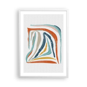 Poster in een witte lijst - Abstractie met een vriendelijke glimlach - 50x70 cm