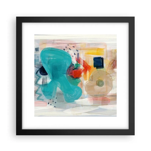 Poster in een zwarte lijst - Kleurrijk spel - 30x30 cm