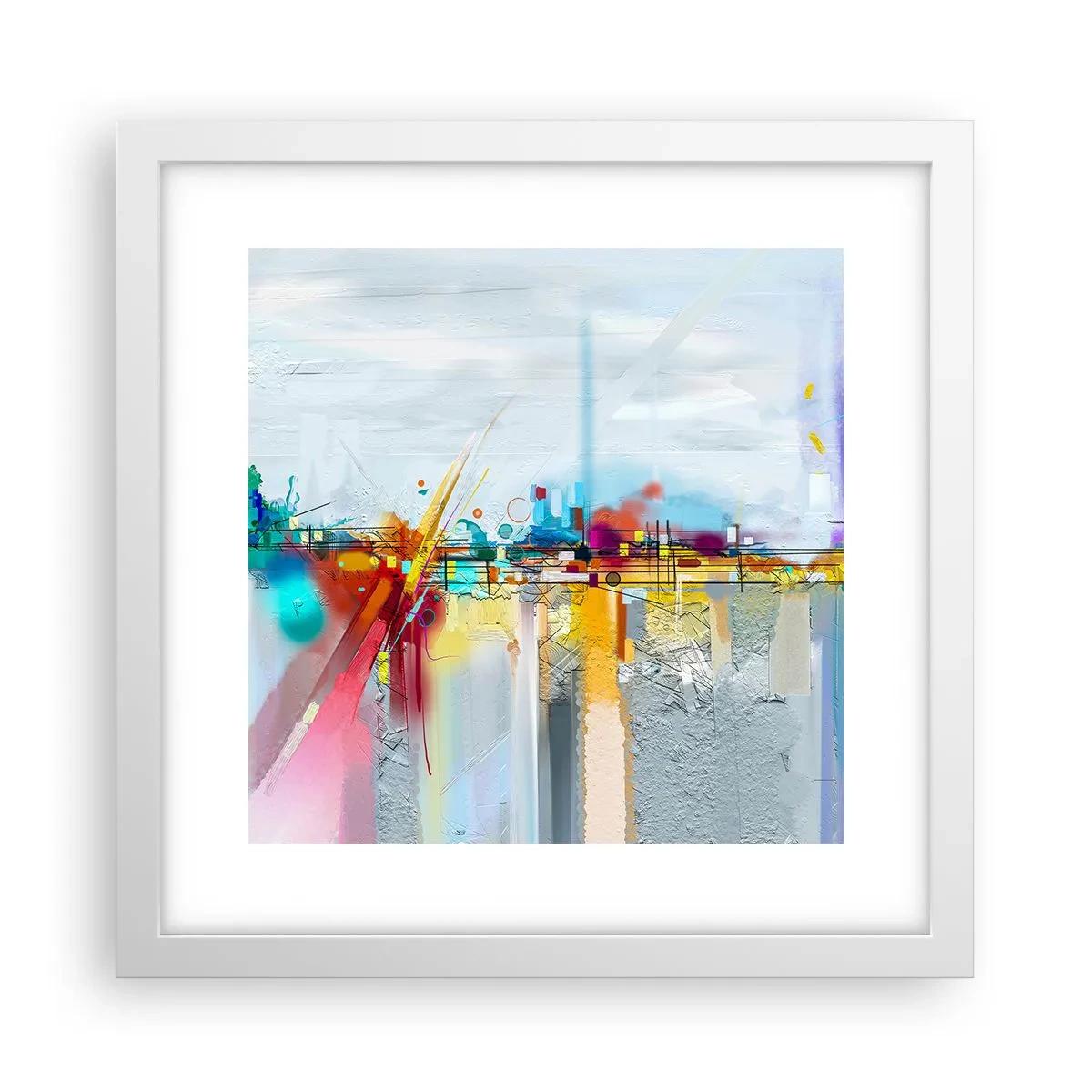 Poster in een witte lijst - Brug van vreugde bij de rivier van het leven - 30x30 cm