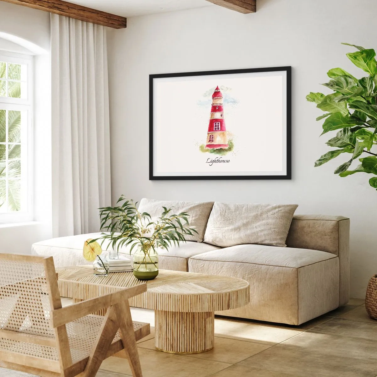 Poster in een zwarte lijst - Er is altijd goed weer in de buurt - 100x70 cm