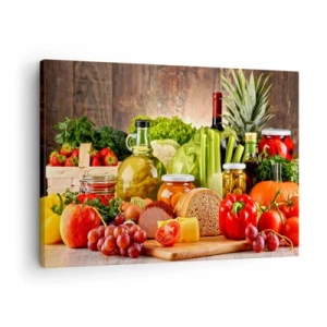 Schilderen op canvas - Kleurrijke vruchten, groenten en voedselproducten - 70x50cm - Gerookt, gebakken en gemarineerd - Moderne wanddecoratie voor woonkamer en slaapkamer ARTTOR