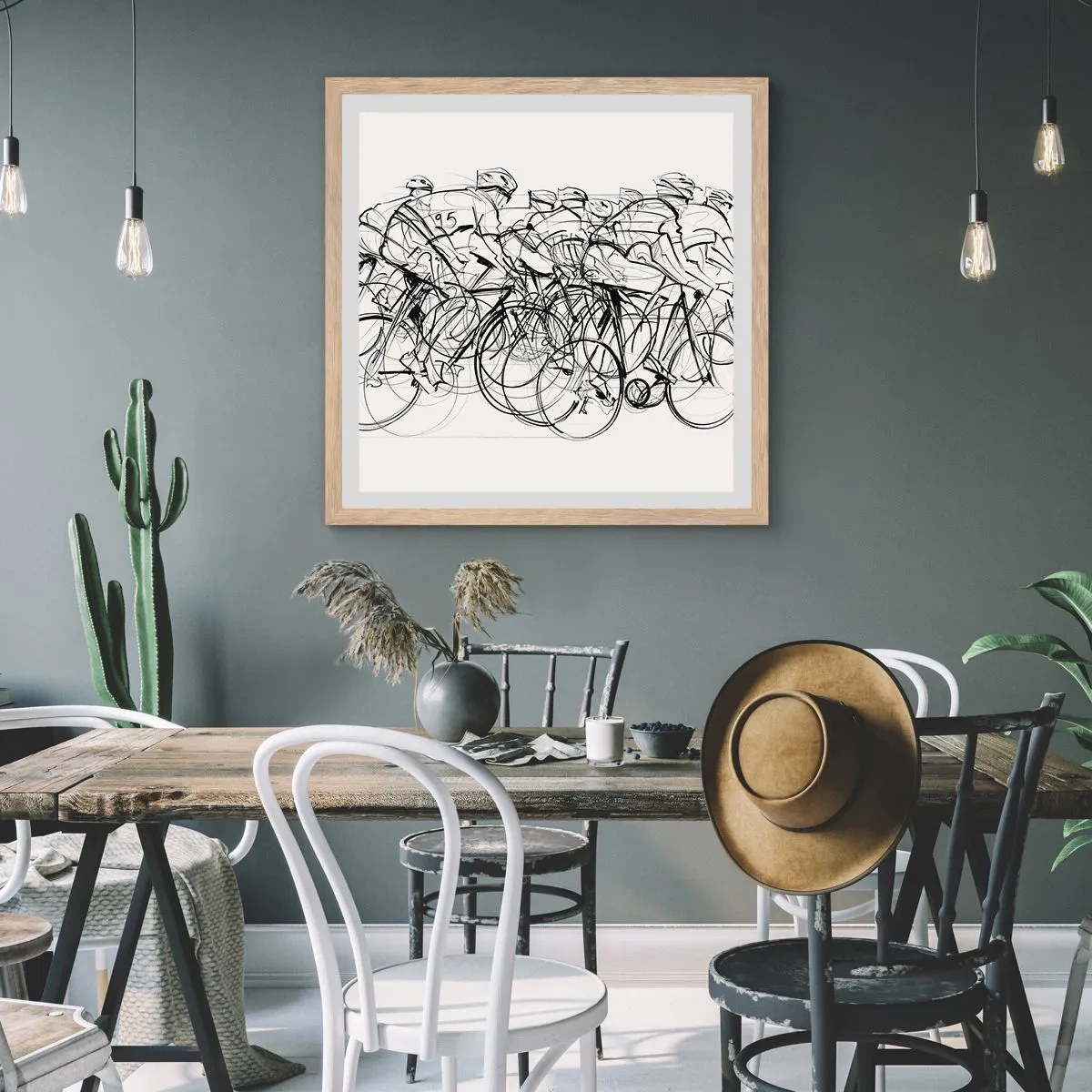 Een poster in een licht eiken lijst - Samen als team - 30x30 cm