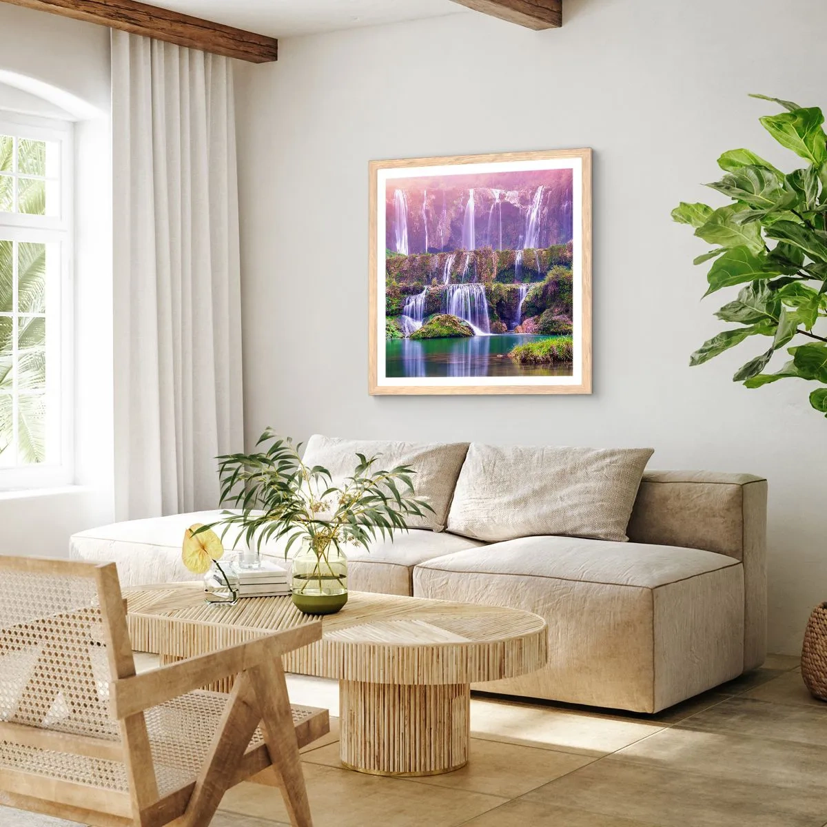 Een poster in een licht eiken lijst - Trap naar de hemel - 60x60 cm