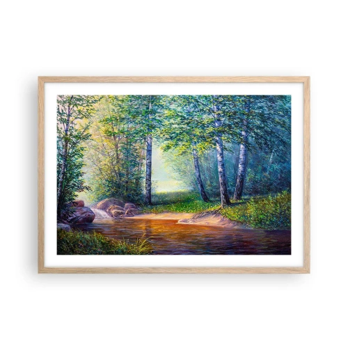 Een poster in een licht eiken lijst - Idyllisch landschap - 70x50 cm