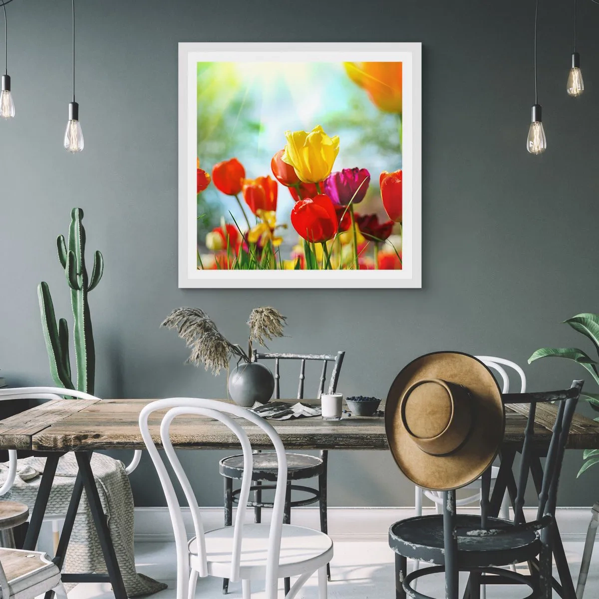 Poster in een witte lijst - Alle kleuren van de zon - 40x40 cm