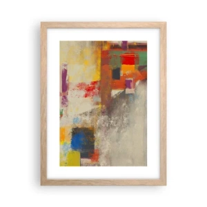Een poster in een licht eiken lijst - Kleur geometrie - 30x40 cm