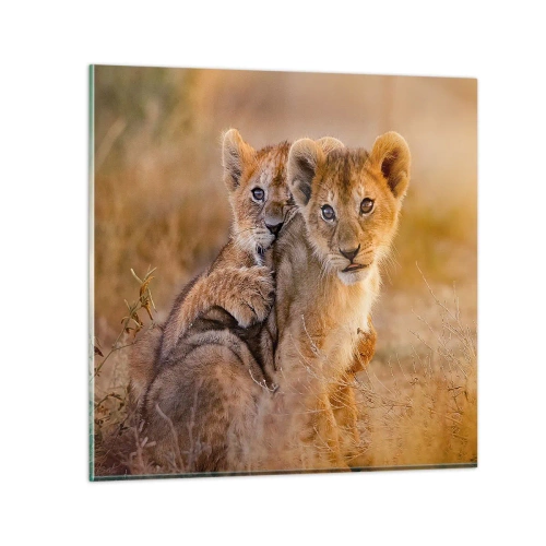 Schilderen op glas - Niet storen! We hebben plezier - 50x50 cm