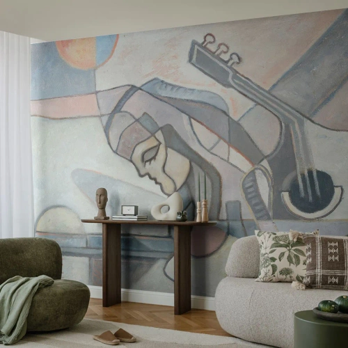 Fotobehang Premium Canvas - In de kracht van muziek - Abstractie, Kubisme, Mensen - 500x350 cm