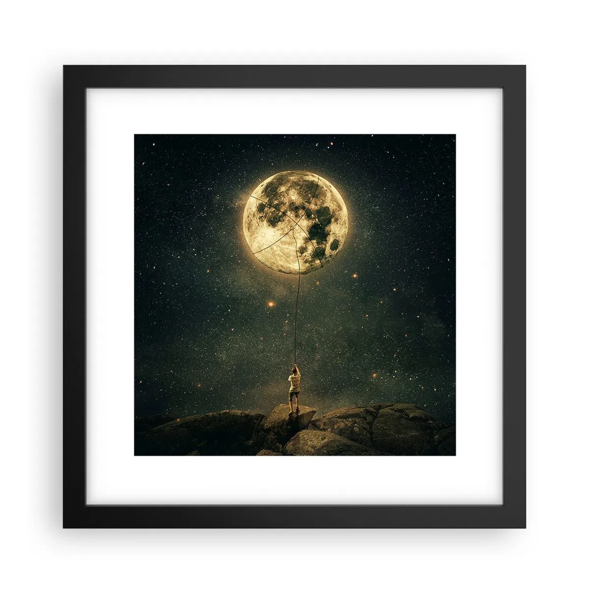 Poster in een zwarte lijst - Iemand die de maan heeft gestolen - 30x30 cm