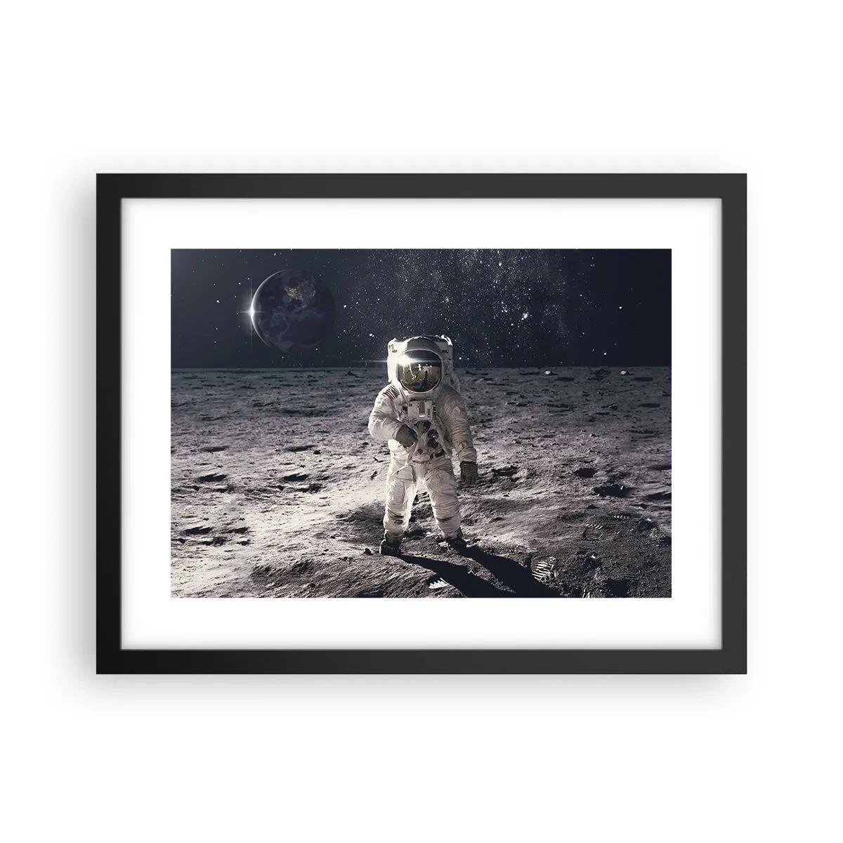 Poster in een zwarte lijst - Groetjes van de maan - 40x30 cm