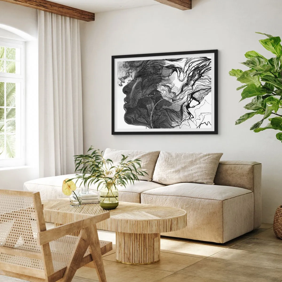 Poster in een zwarte lijst - Verstrikt in dromen - 70x50 cm