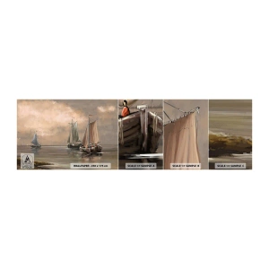 Fotobehang Staaltje Standard Eco - De terugkeer van zeelieden - Landschap, Vissersboot, Natuur - 100x30 cm