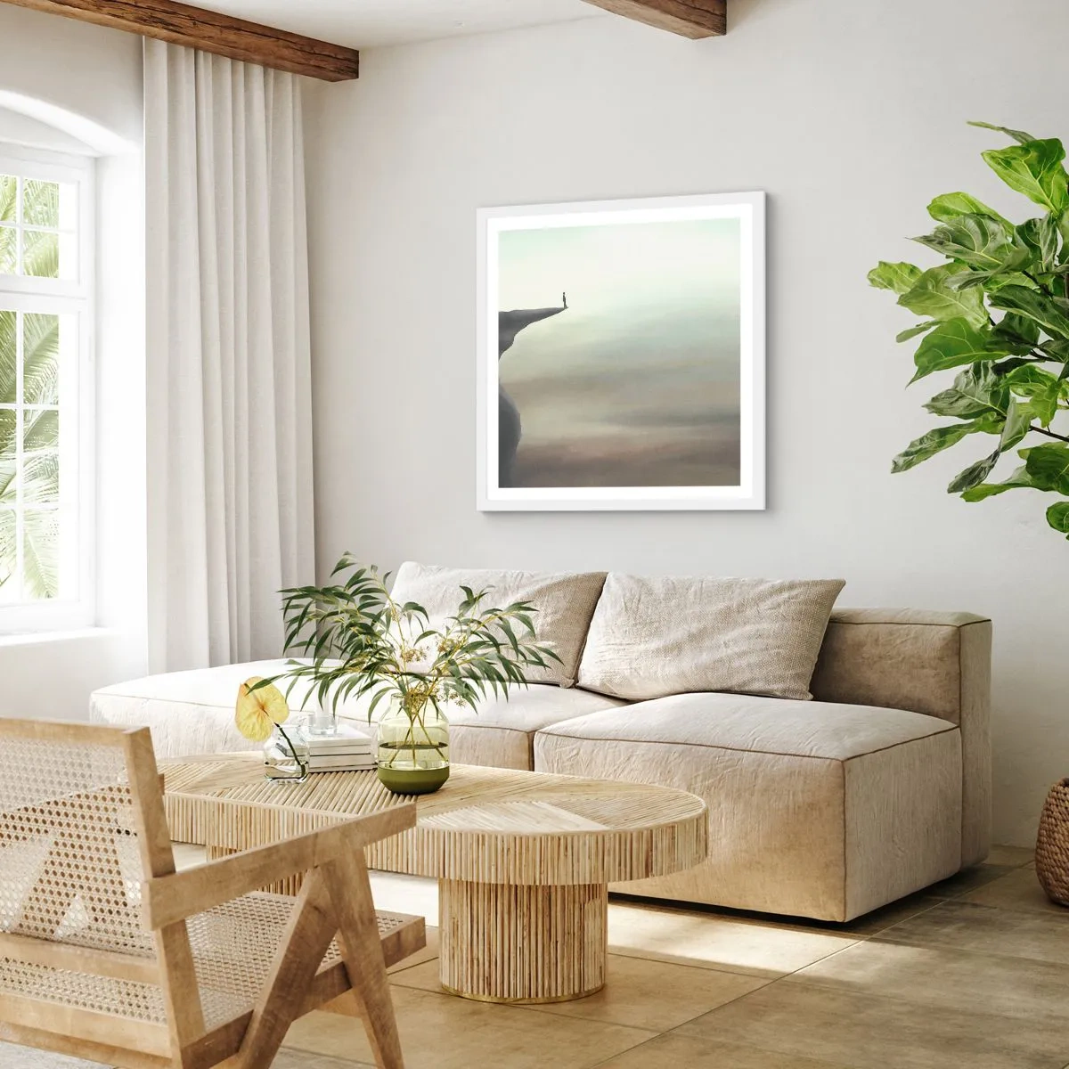 Poster in een witte lijst - Omhoog, natuurlijk! - 40x40 cm