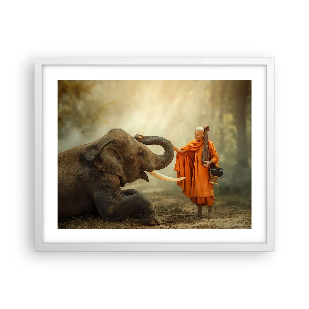 Poster in een witte lijst - Ontmoeting tijdens een reis - 50x40 cm