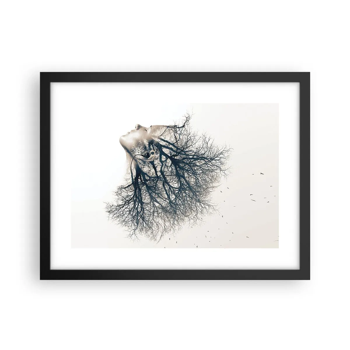 Poster in een zwarte lijst - Luisteren naar het gefluister van bomen - 40x30 cm