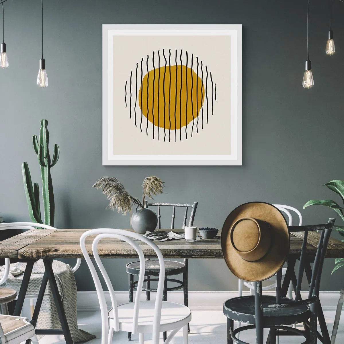 Poster in een witte lijst - Abstractie trillend van warmte - 40x40 cm