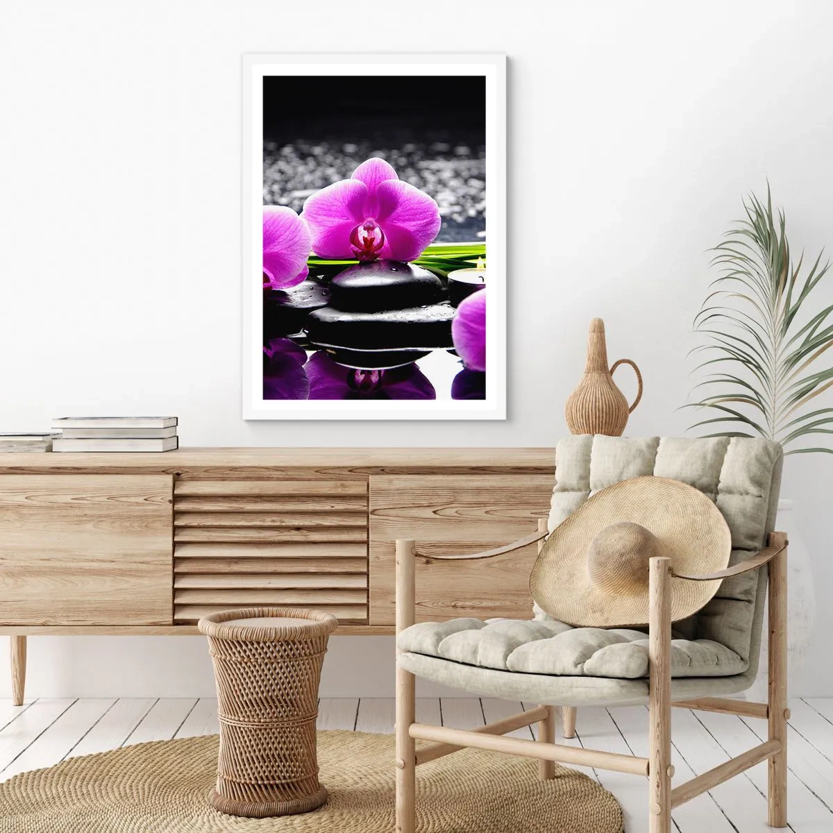 Poster in een witte lijst - Verdrinken in rust en stilte  - 70x100 cm