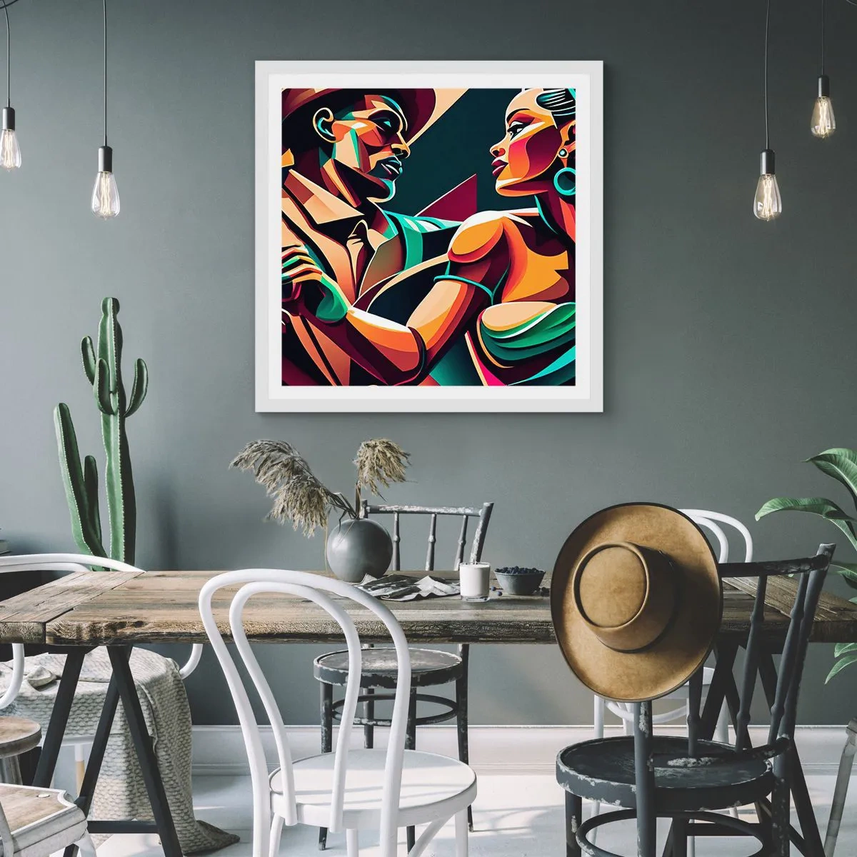 Poster in een witte lijst - In het ritme van het hart - 40x40 cm