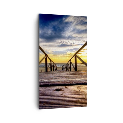 Schilderen op canvas - Rechtstreeks naar het rustige strand bij zonsondergang - 45x80 cm