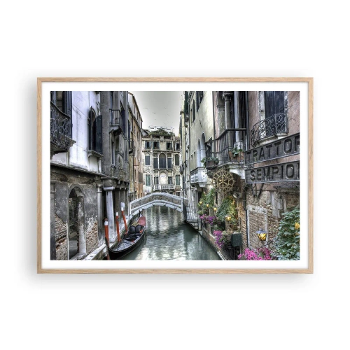 Een poster in een licht eiken lijst - Eeuwenlang in stille reflectie - 100x70 cm