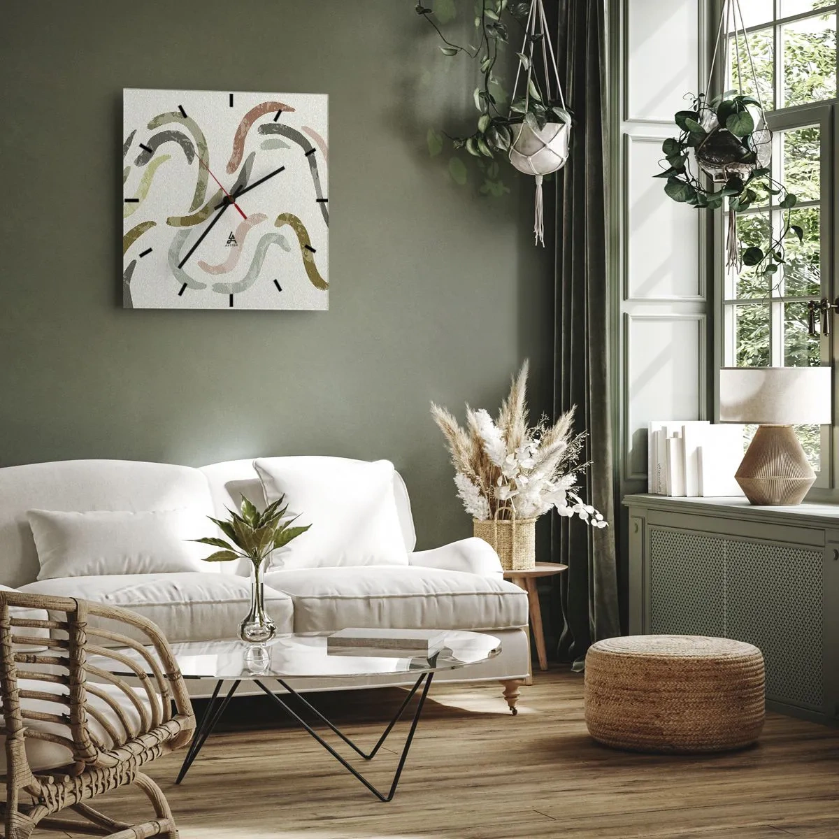 Wandklok - Klok - Een vrolijke dans van abstractie - 30x30 cm