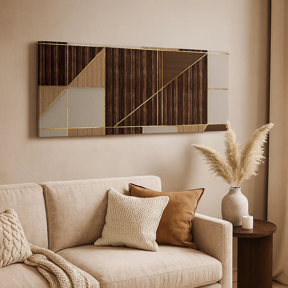 Schilderen op canvas - Een mozaïek van bruin en goud - 30x30 cm