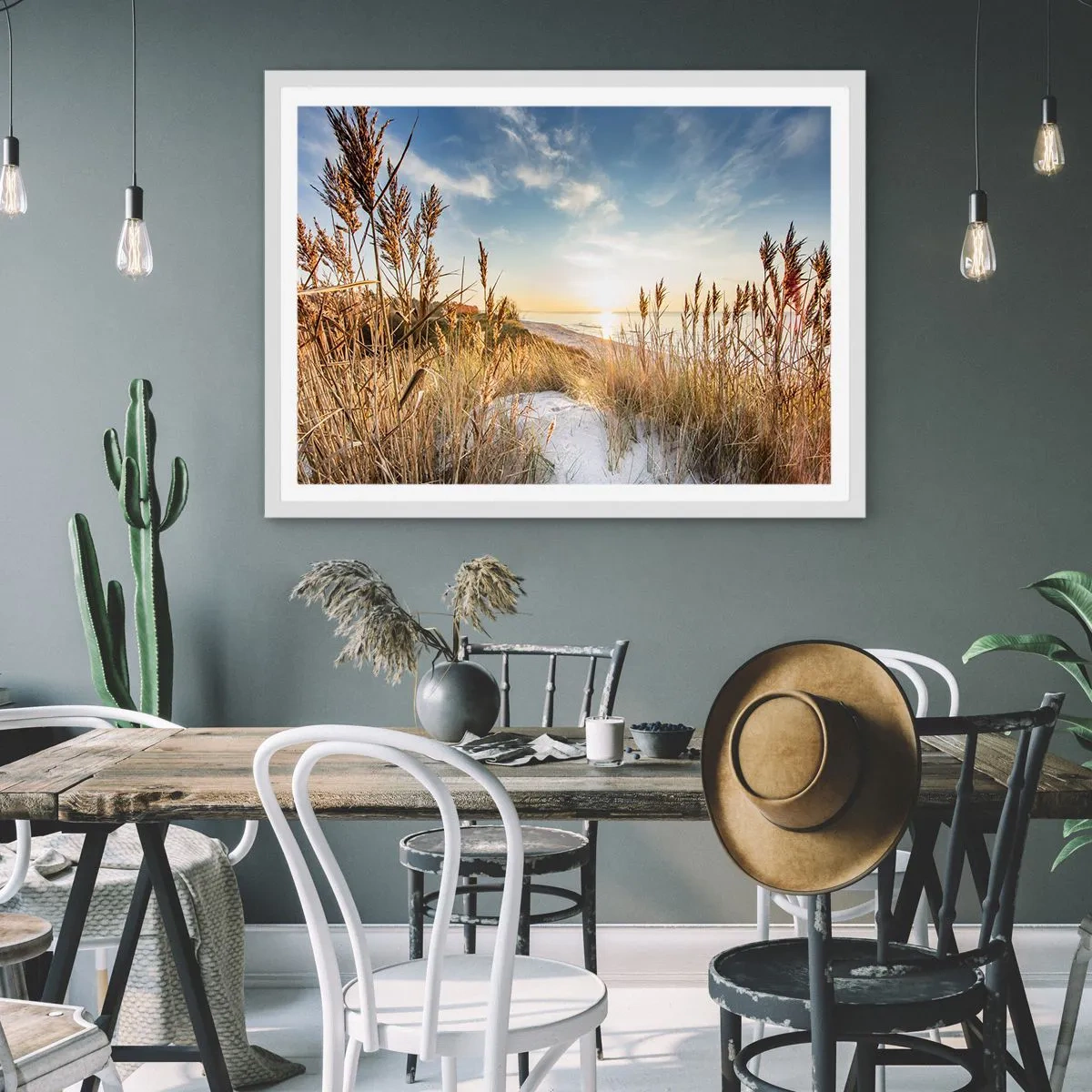 Poster in een witte lijst - Noord strand - 91x61 cm