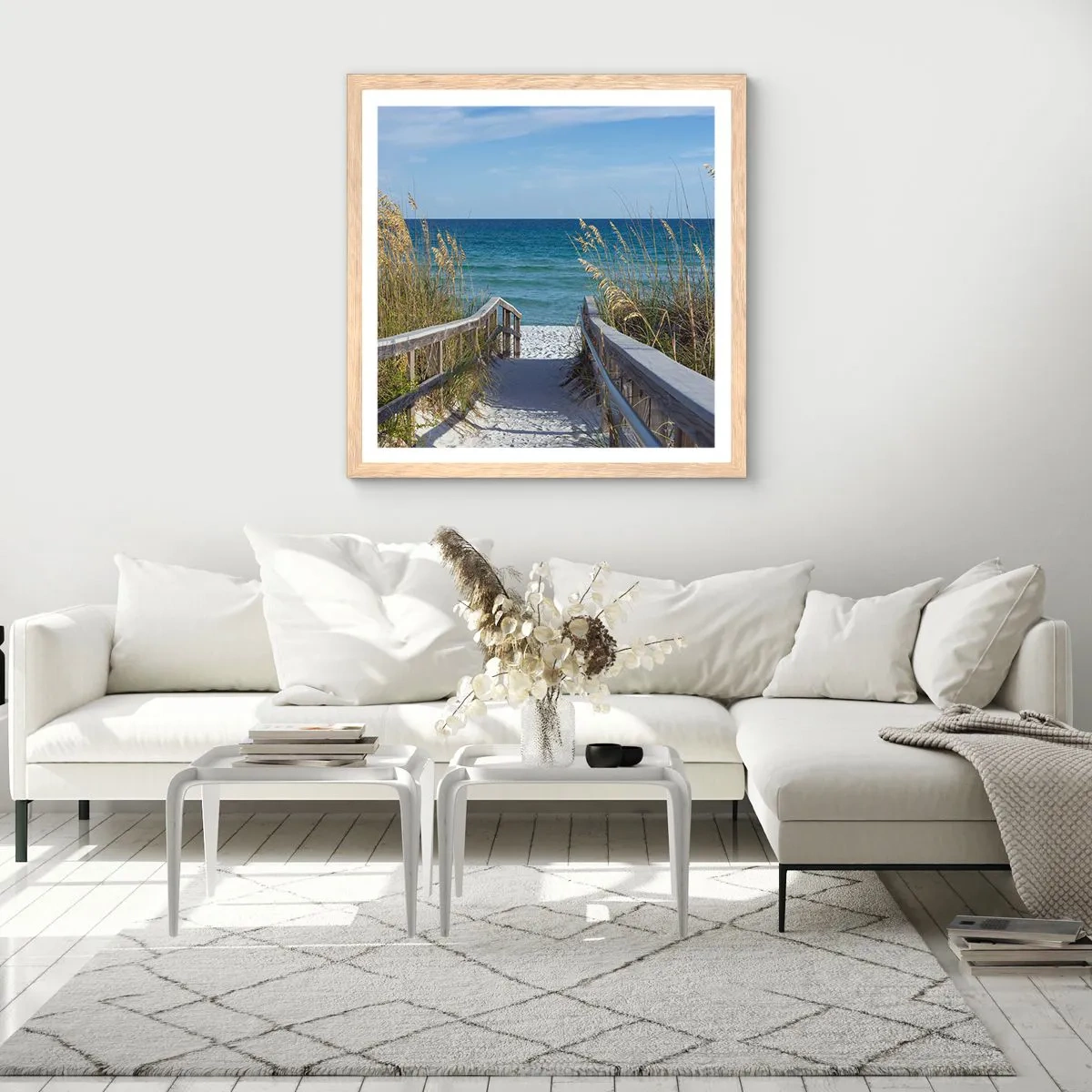 Een poster in een licht eiken lijst - In de zon, in de wind - 40x40 cm