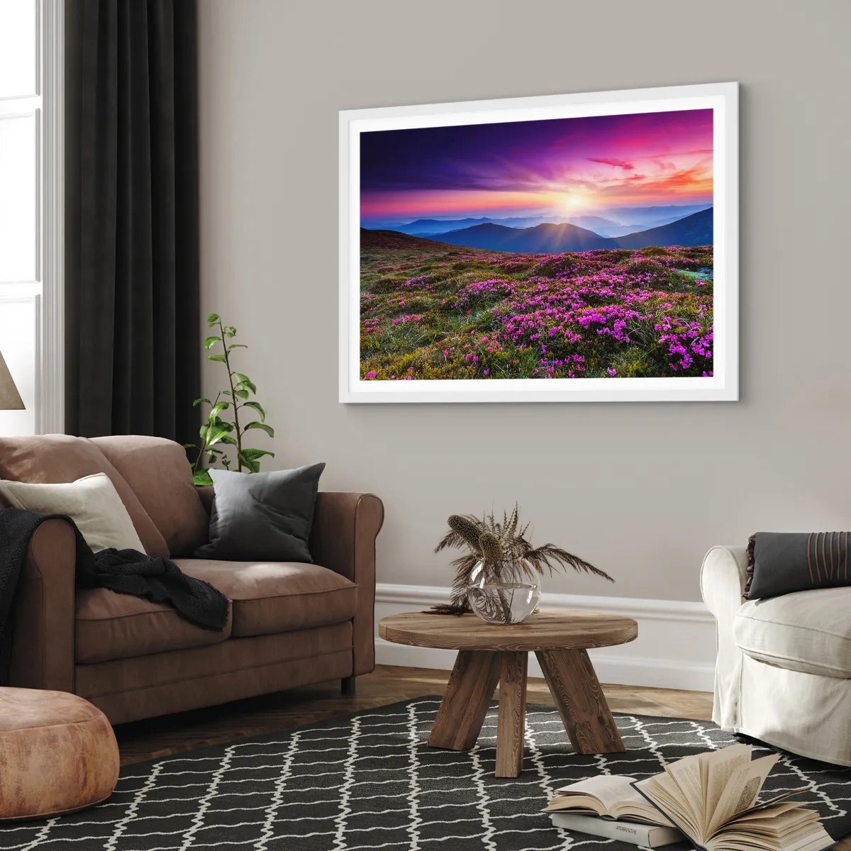 Poster in een witte lijst - Kruiden roken naar verse trossen van de velden - 70x50 cm