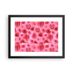 Poster in een zwarte lijst - Rozen onder en boven - 40x30 cm
